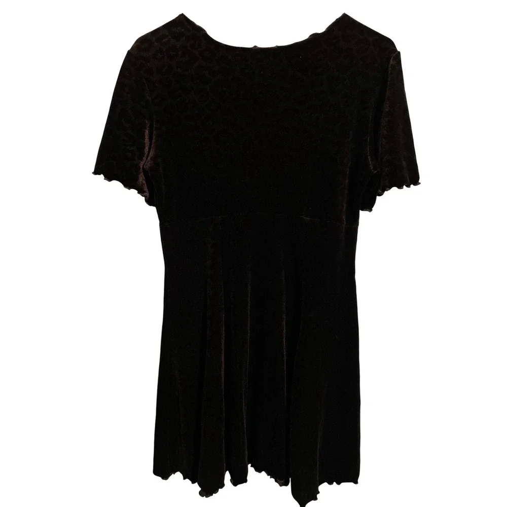 CDC‎ Petites Caren Desiree Company Soft Brown Velour Animal Print Dress Size 8 - Picture 4 of 4